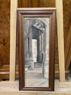BAGUET : interieur de la cathédrale de BOURGES, aquarelle, sbd - 47x16