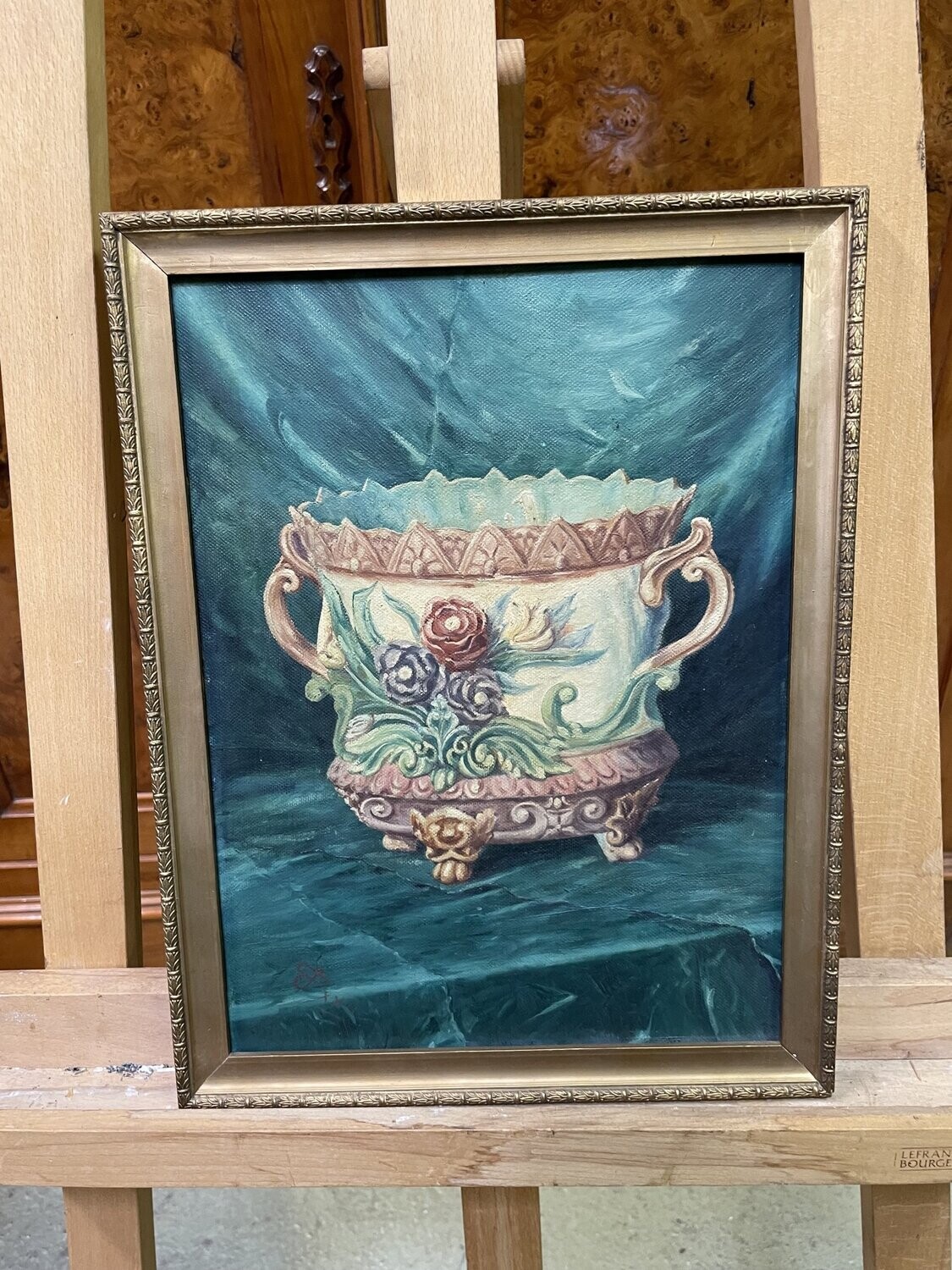 Huile sur toile représentant un vase 38x30