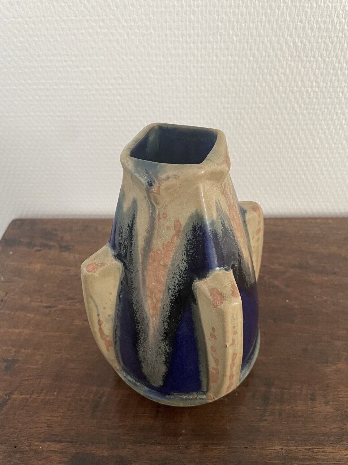 Vase Denbac bleu et marron. H-19