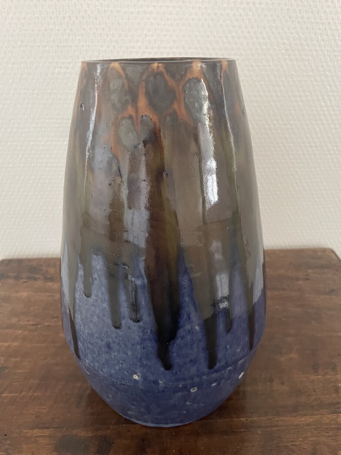 Grès du BERRY, Vase Talbot bleuté. H-25,5