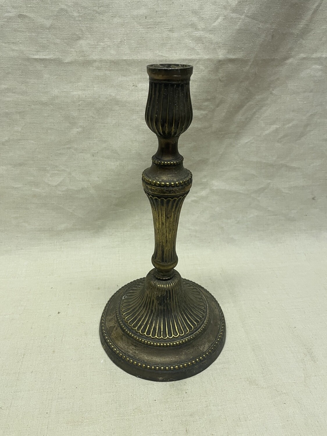 Bougeoir en métal doré cuivré - 26 cm