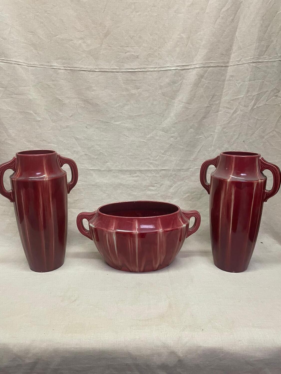 Ensemble de trois vases "COLE" - H 32 cm et H 16 cm x L 35 cm