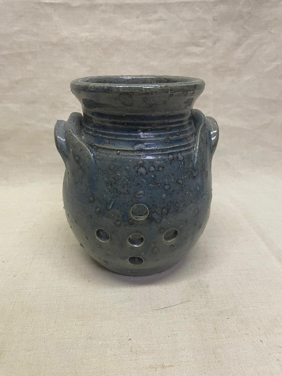 Pot en grès bleu ajouré - 16 cm