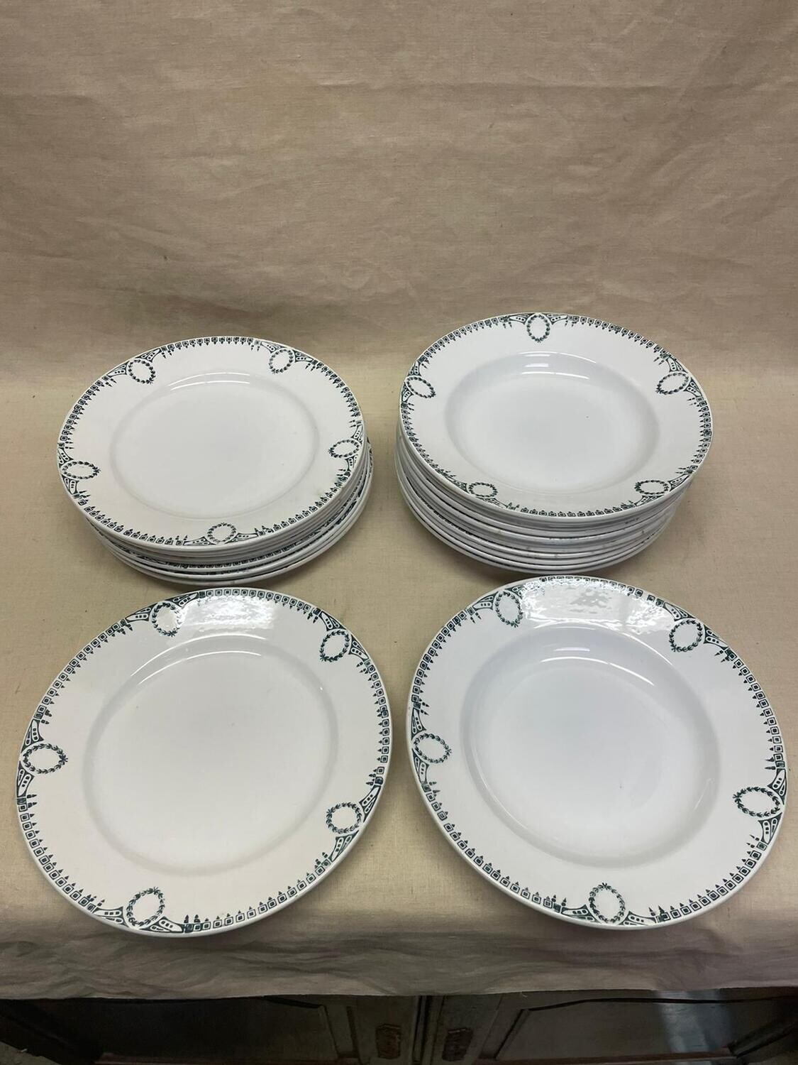 Ensemble de 10 assiettes et 10 assiettes creuse "Nouvelles usines ceramique du Nord" - D 22,5 cm