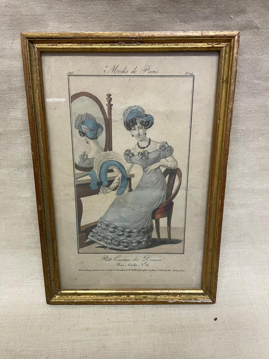 Gravure en couleur "Modes de Paris n°124" - 15,5x22,5 cm