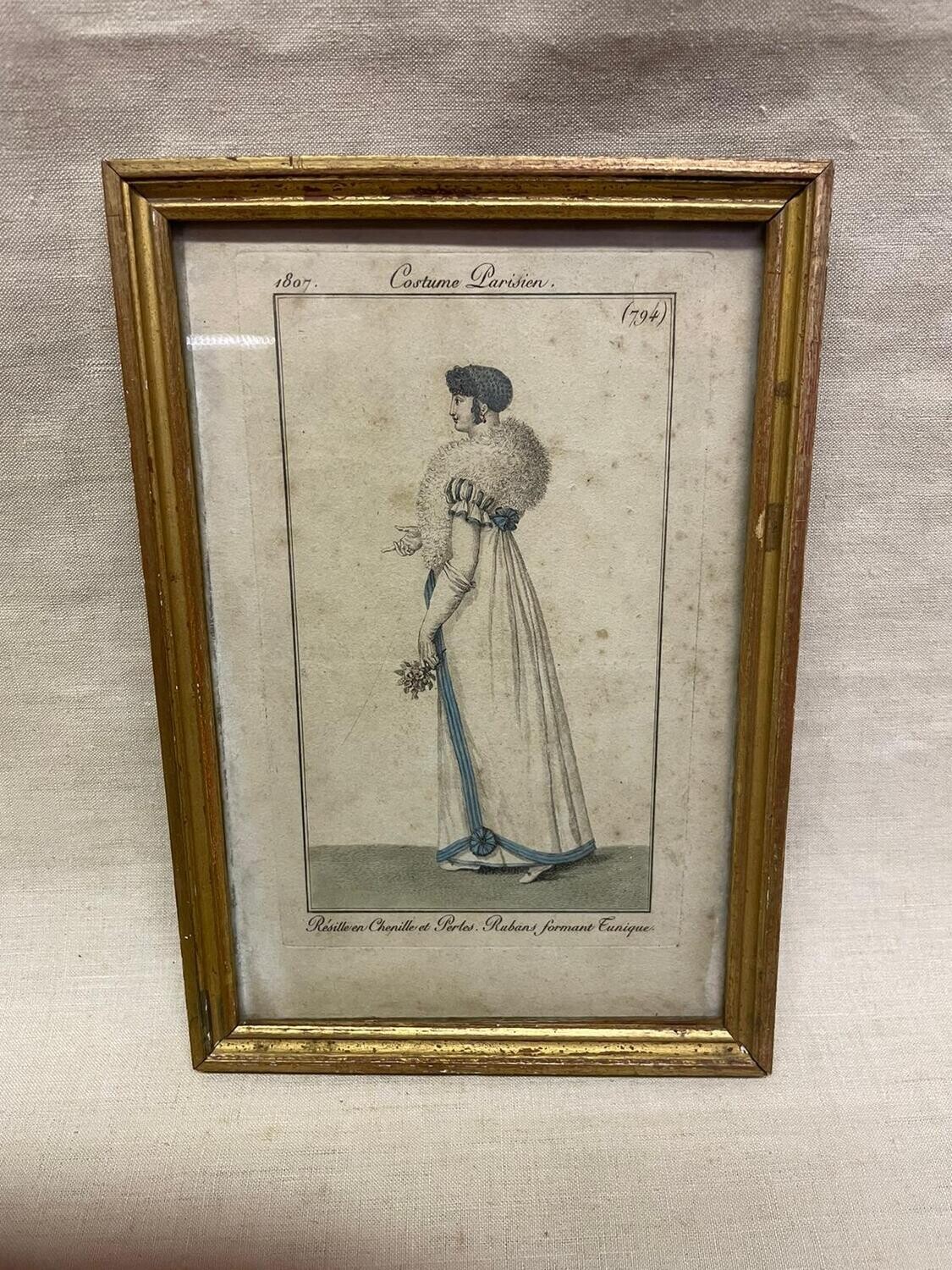Gravure en couleur "Costume Parisien" - 15,5x22,5 cm