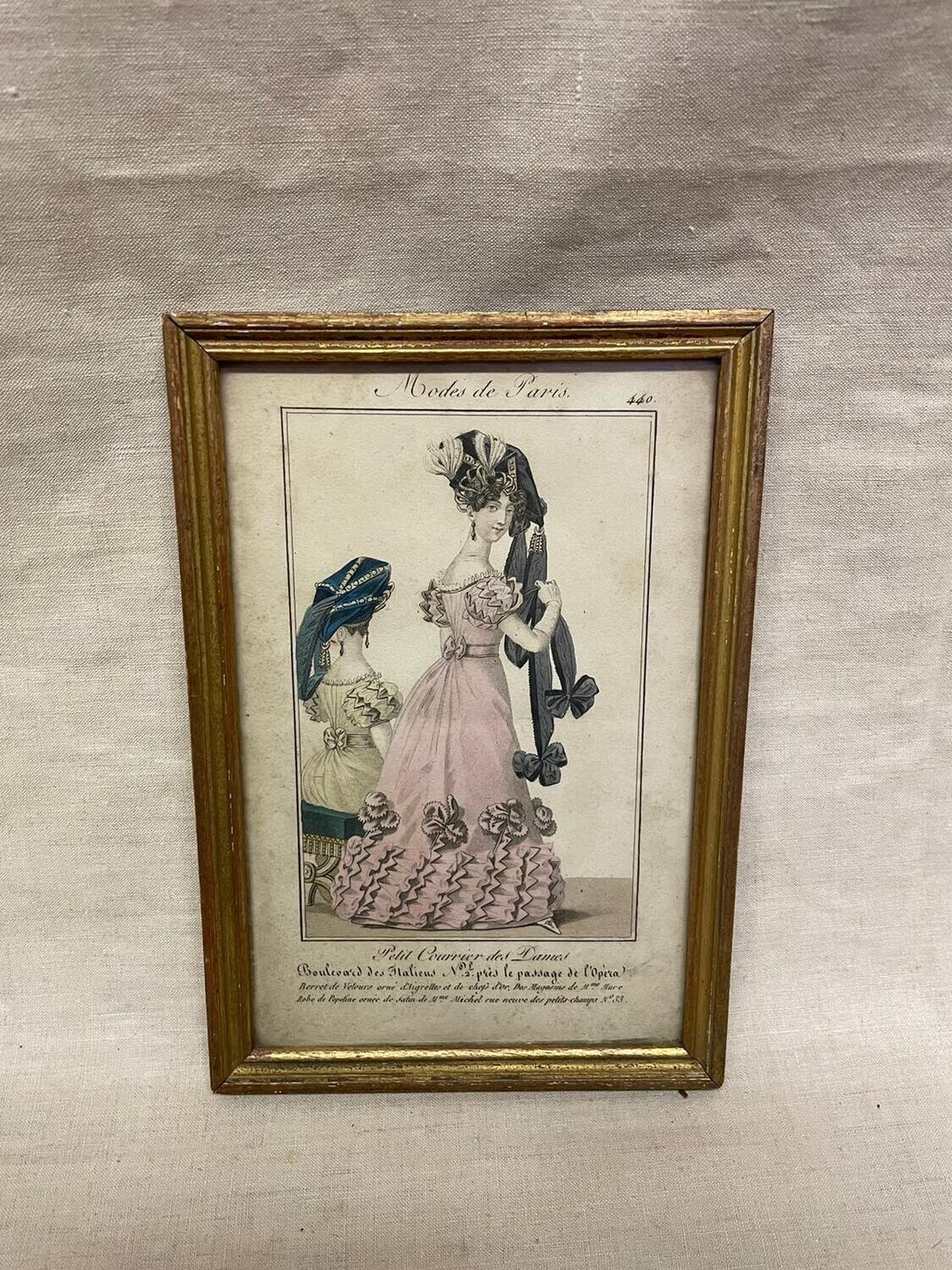 Gravure en couleur "Modes de Paris n°440" - 15,5x22,5 cm