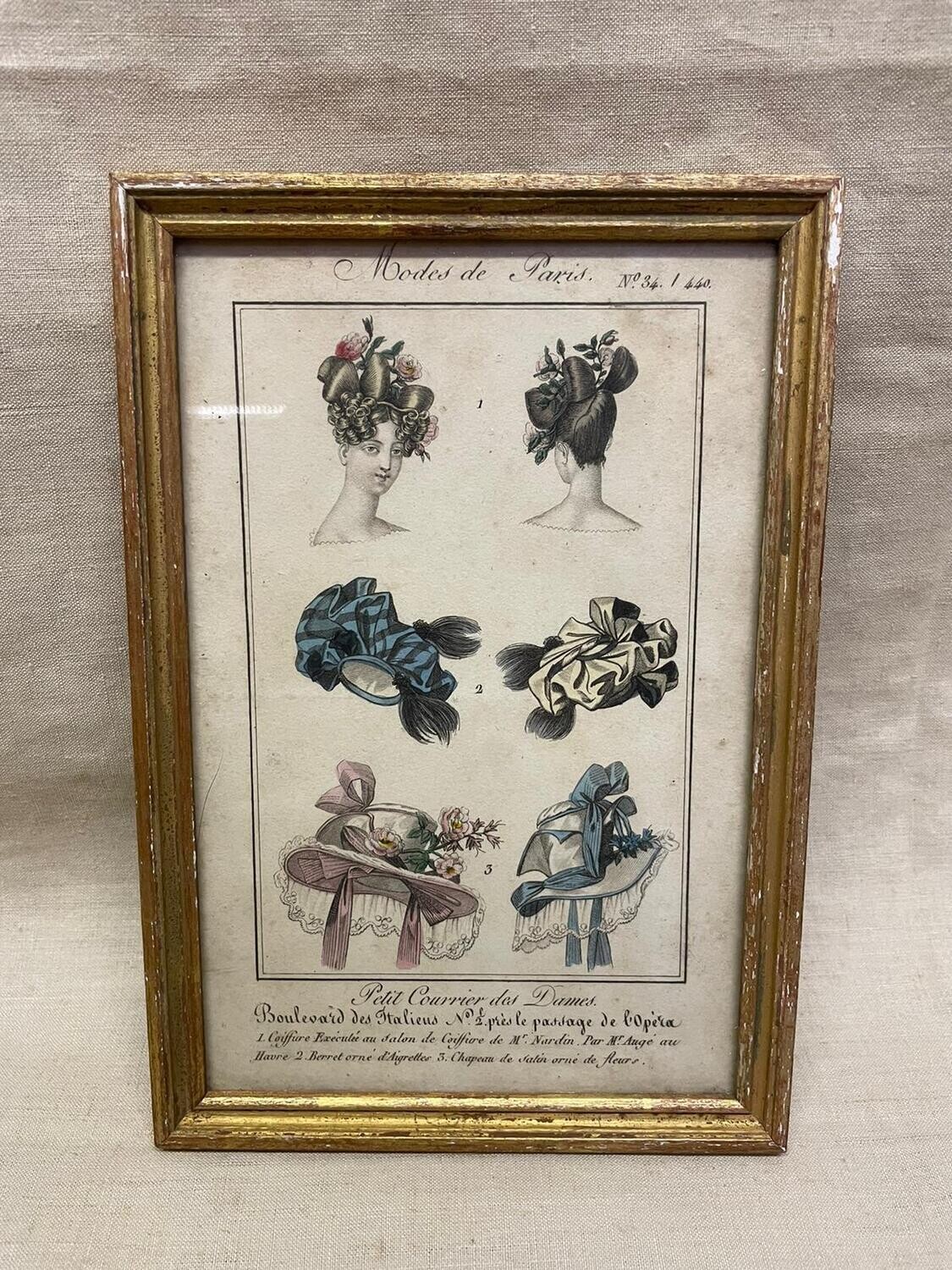 Gravure en couleur "Modes de Paris n°34/440" - 15,5x22,5 cm