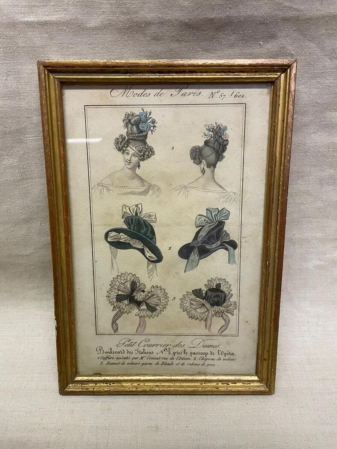 Gravure en couleur "Modes de Paris n°57/602" - 15,5x22,5 cm