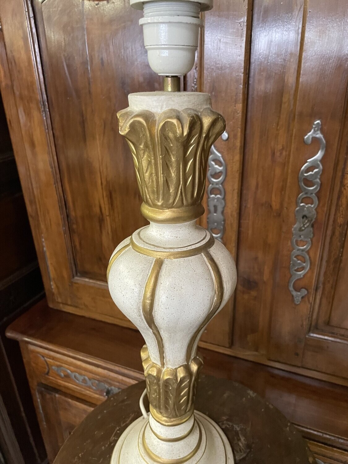 Lampe en céramique couleur blanche et or - 51 cm