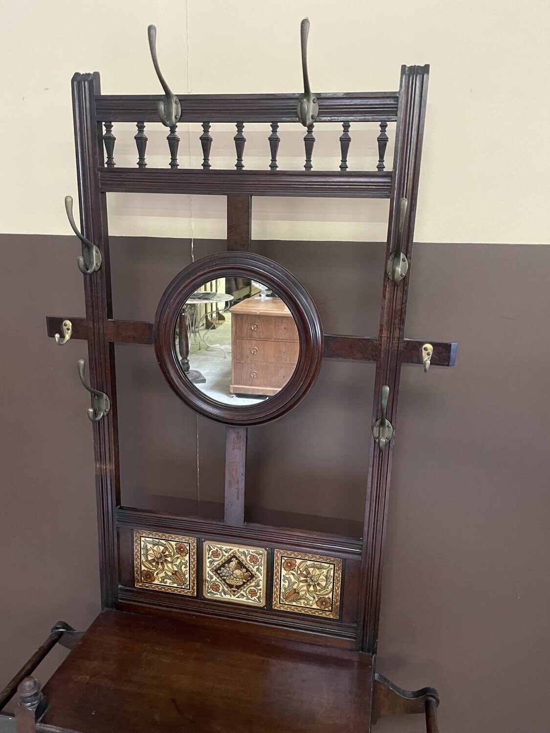 Porte manteau en bois avec miroir - 190 x 88 x 32 cm
