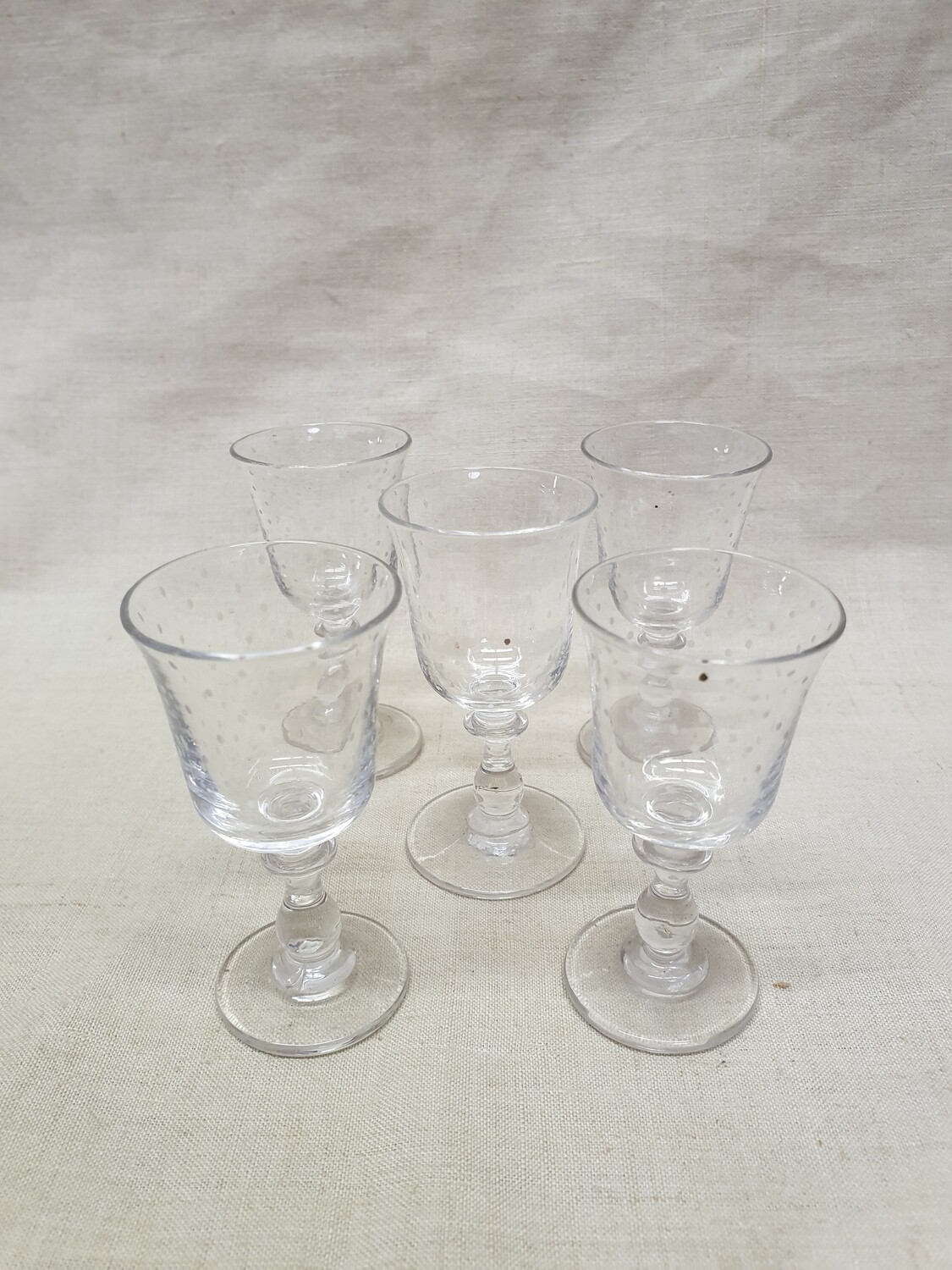 Ensemble de 5 verre  en cristal à motif pois