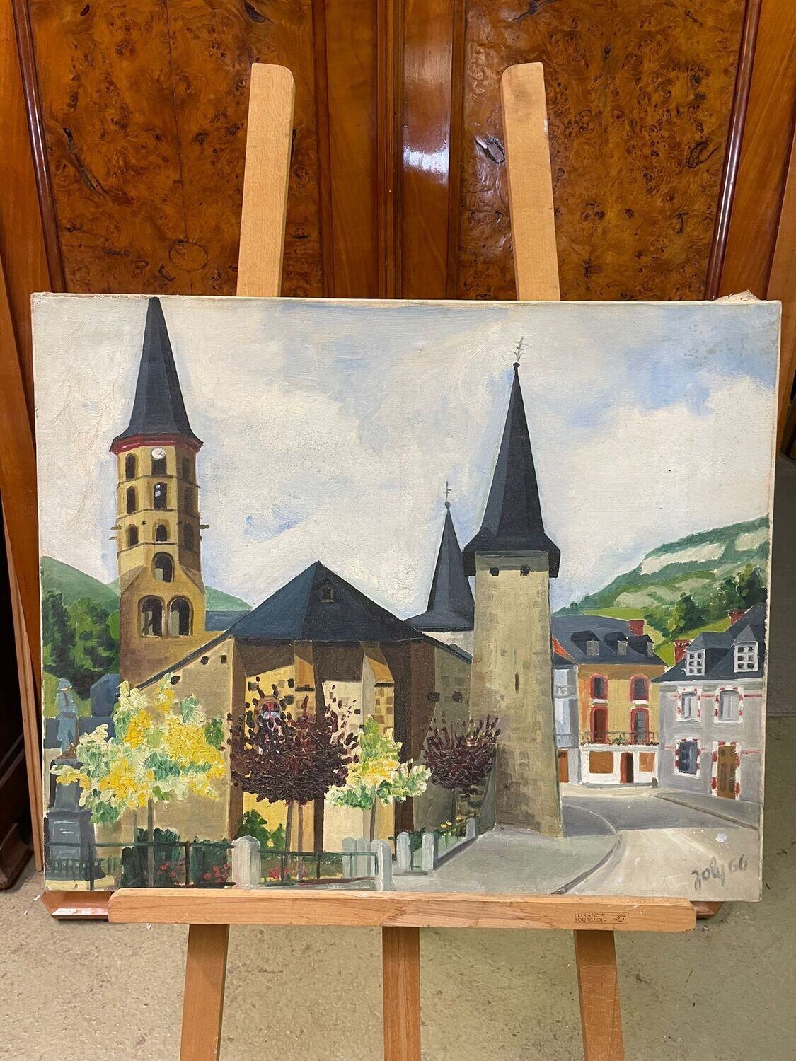 Huile sur toile représentant une paysage signé en bas a droite "Joly" - 73 x 60 cm