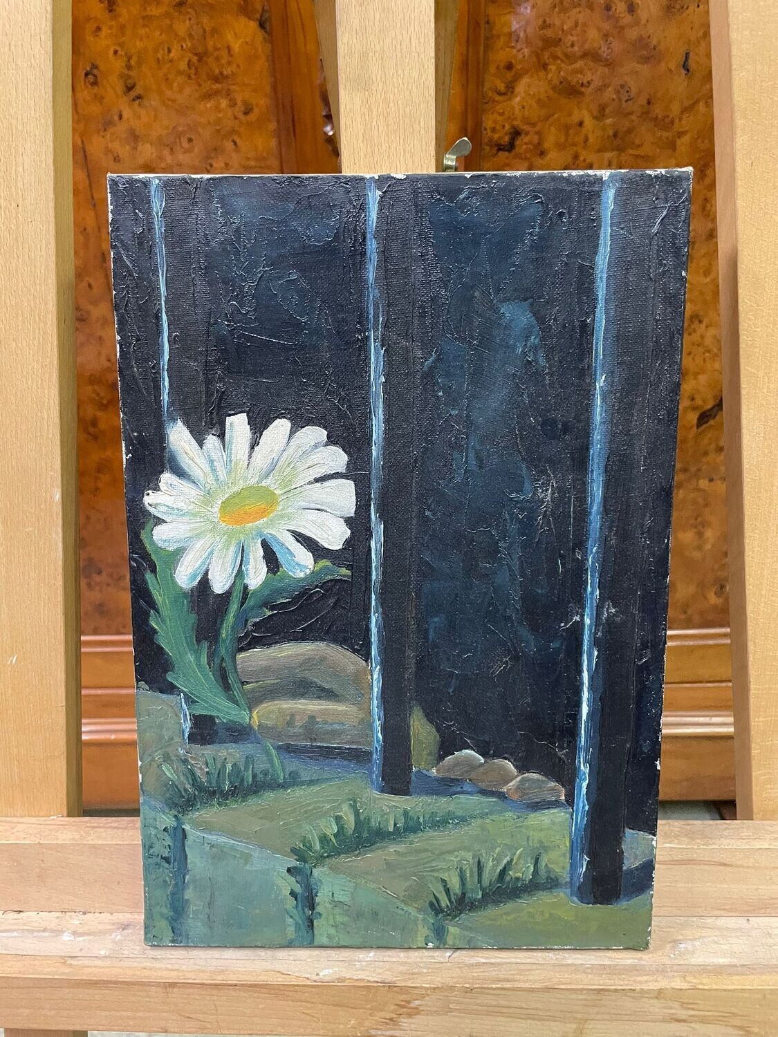 Huile sur toile représentant une fleur - 35 x 24