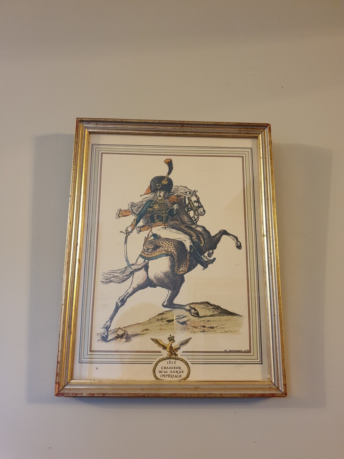Gravure en couleur "Chasseur de la garde imperiale" - 32 x 24 cm