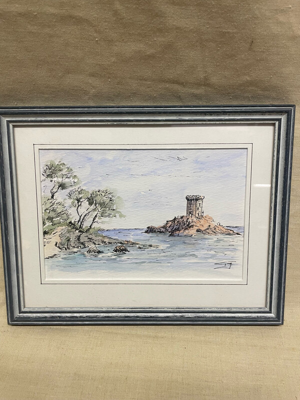 Aquarelle "Ile d'or, corniche de L'Esterel" par GUY ALIBERT- 26x21