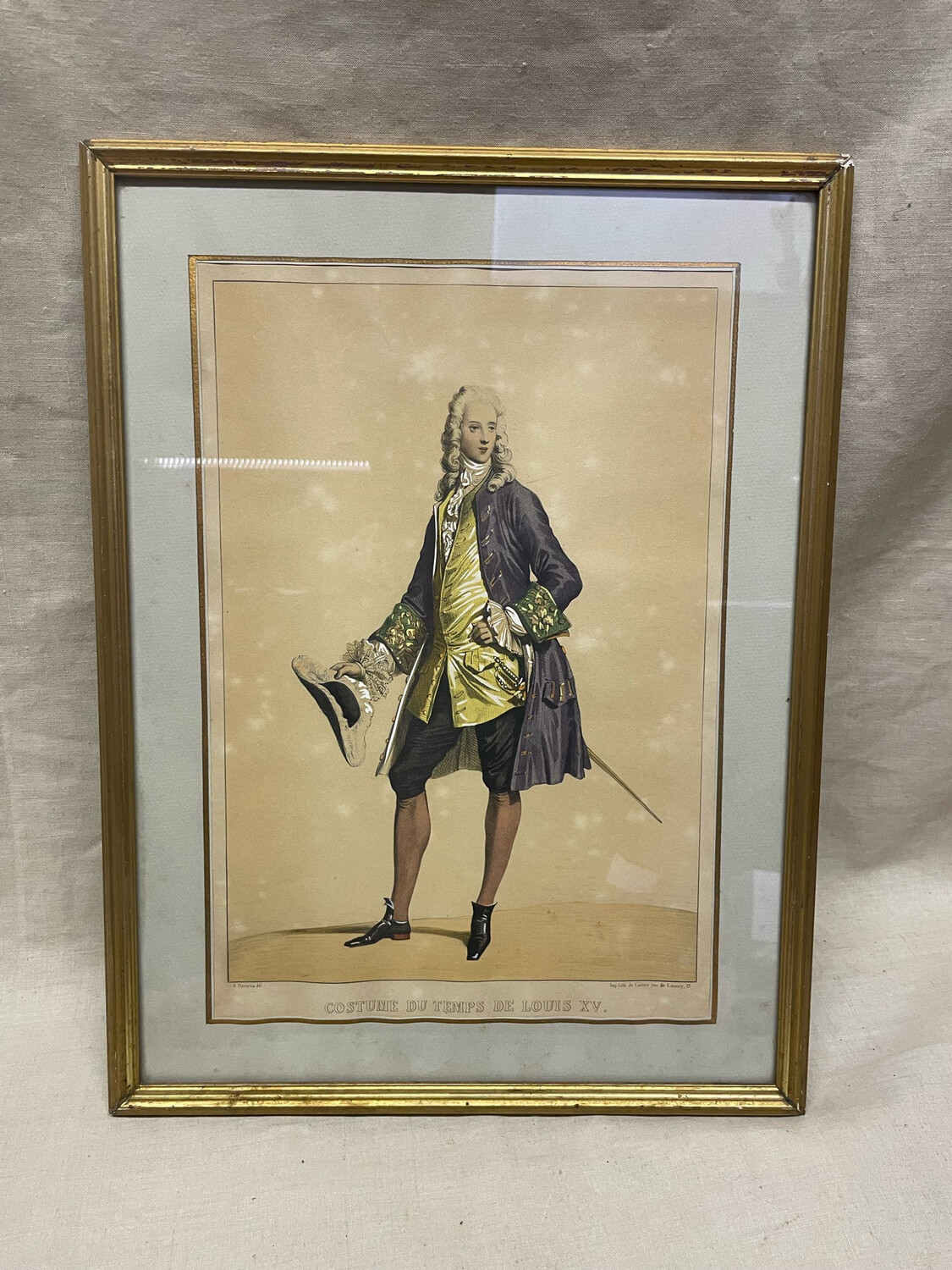 Gravure "Costume du temps de Louis XV"- 35x47