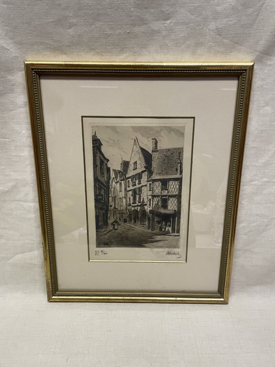 DESBOIS Pierre (1873 - 1939) - Rue Pelvoisin (anciennement rue des Toiles), numéroté 88/100 - 27 x 18 cm