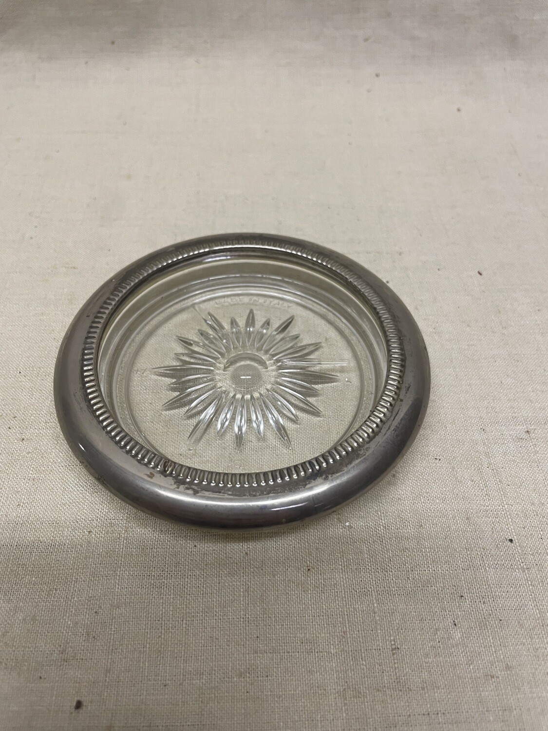 dessous de bouteille en métal et verre - D 10,5 cm