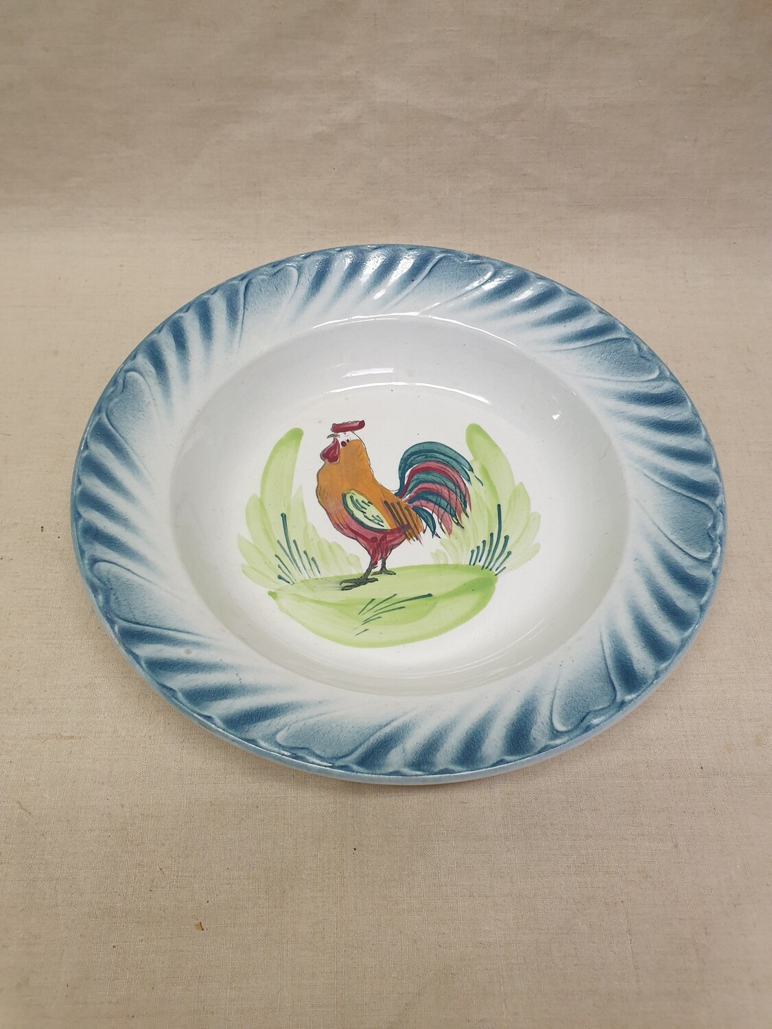 Assiette creuse décor de coq - D 25,5 cm