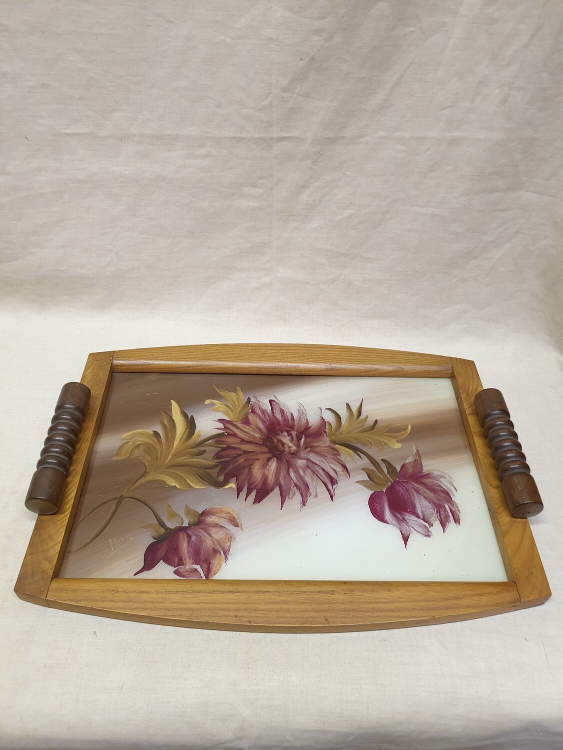 Plateau en bois art deco - 35 x 49 cm