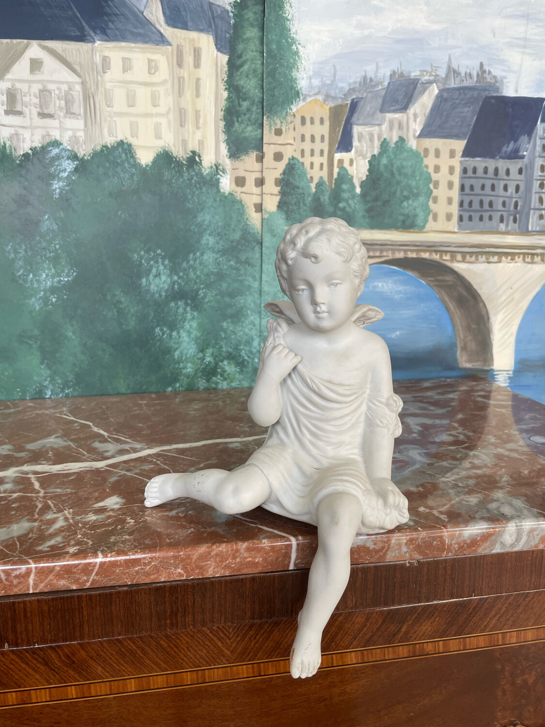 Sculpture d'un ange assis - H26 cm