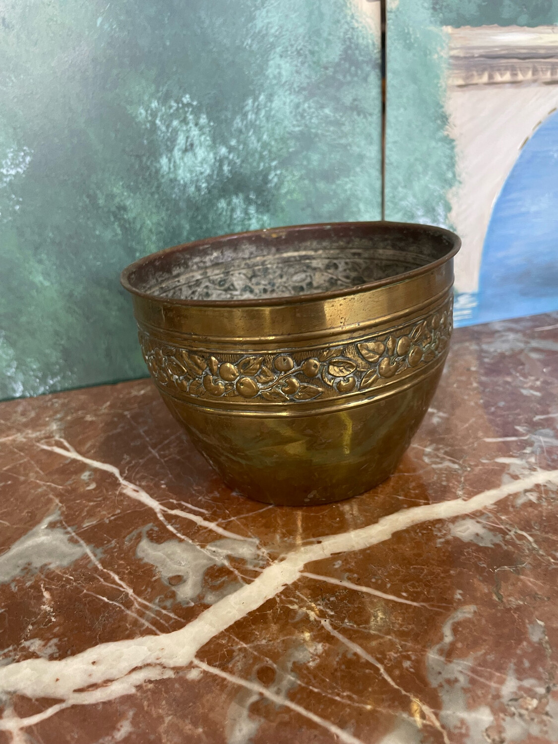 Cache pot en laiton - H10 x 14,5 cm
