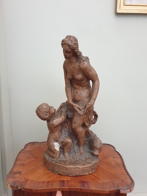 Statue en plâtre représentant une femme et un enfant - 40 cm
