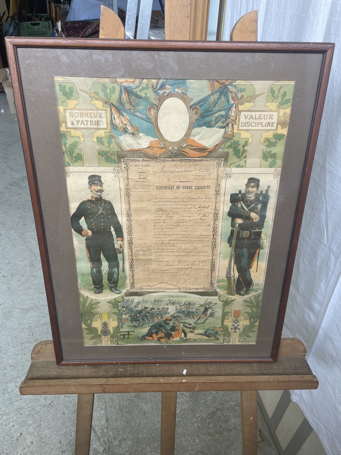 Brevet de certificat de bonne conduite encadré - 47 x 62 cm