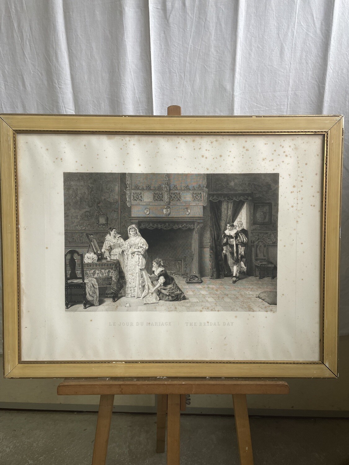 Gravure en noir et blanc "Le jour du mariage - The bridal day" - 92 x 72 cm