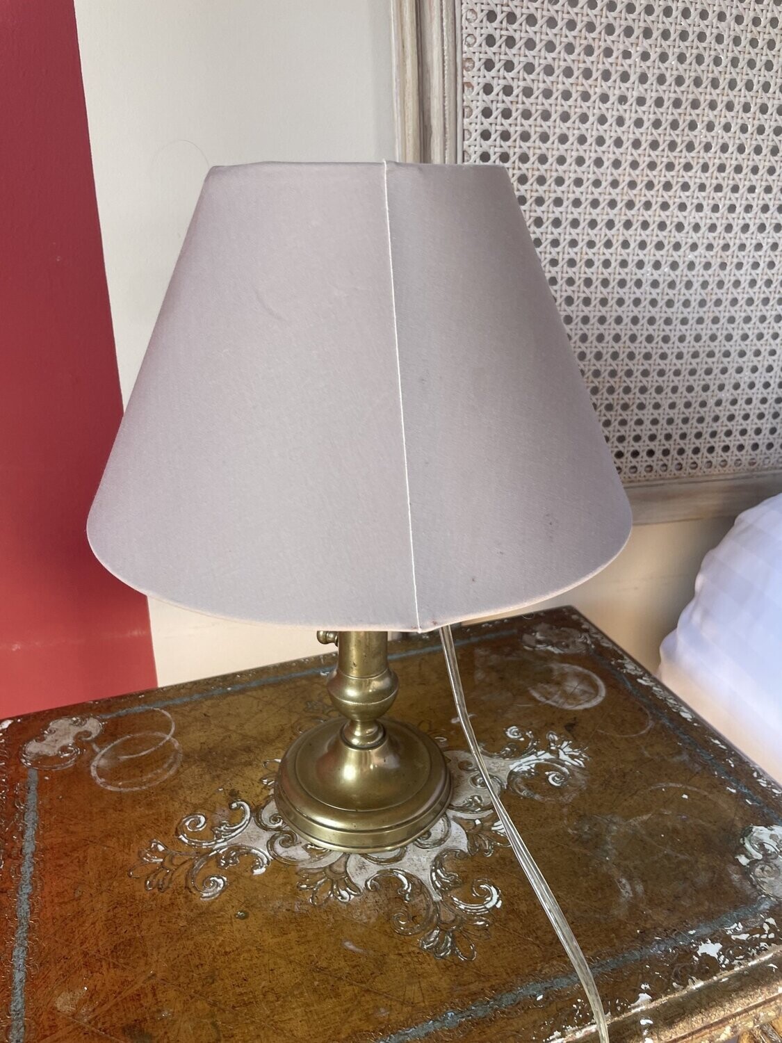 Bougeoir en laiton monté en lampe - 35 cm