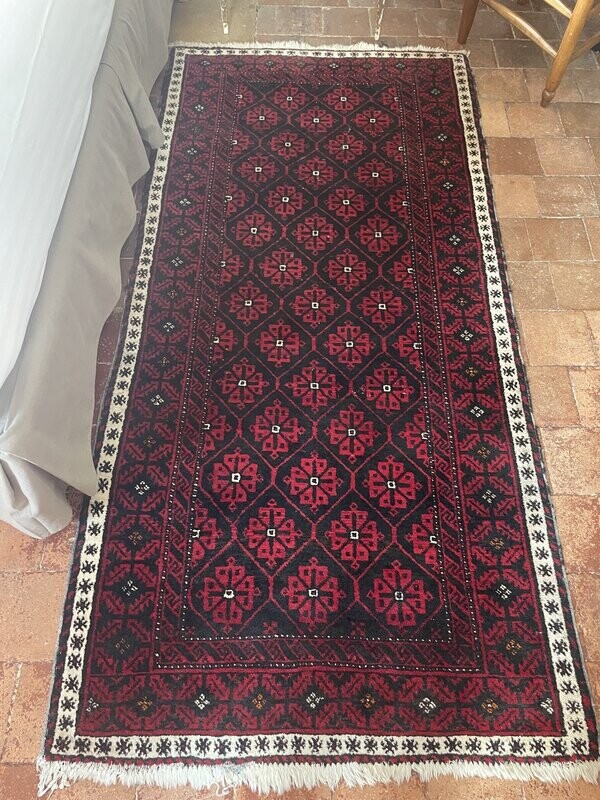 Tapis en laine rouge - 205 x 100 cm