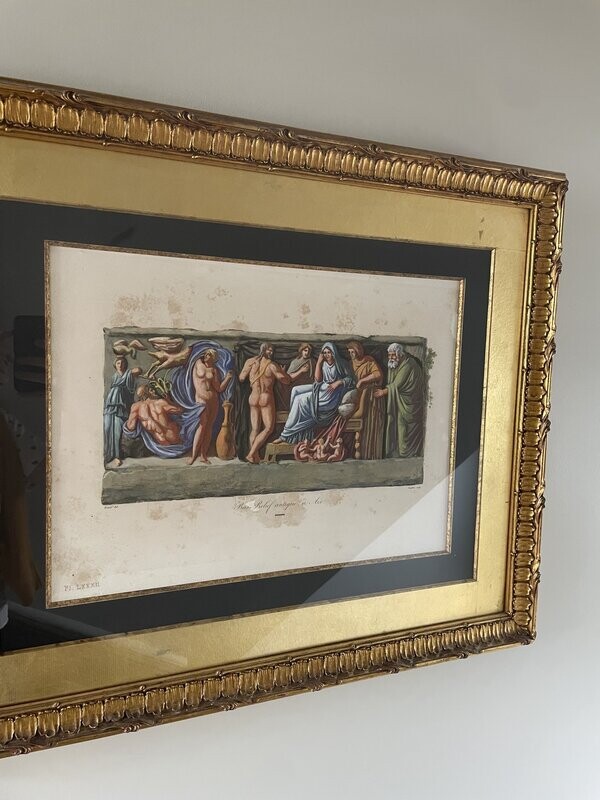 Tableau représentant une gravure en couleur -