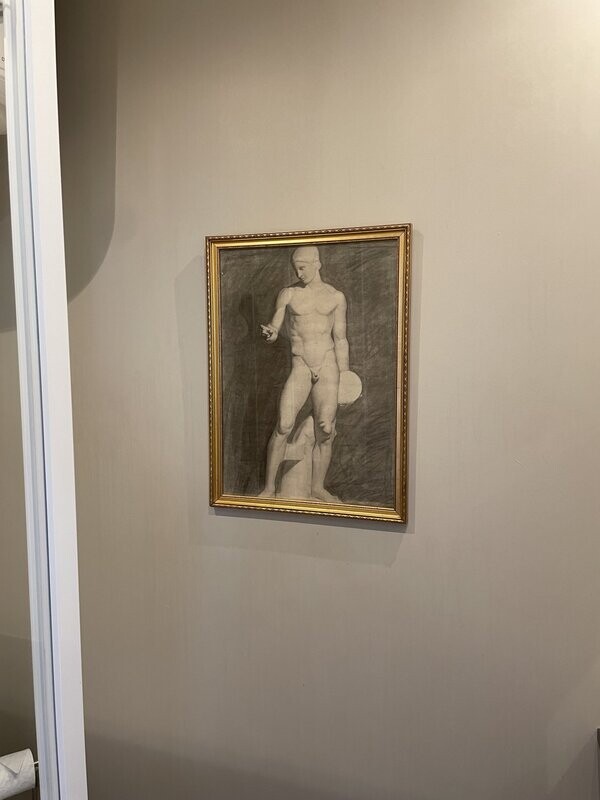 Dessin encadré représentant une statue - 50 x 67 cm