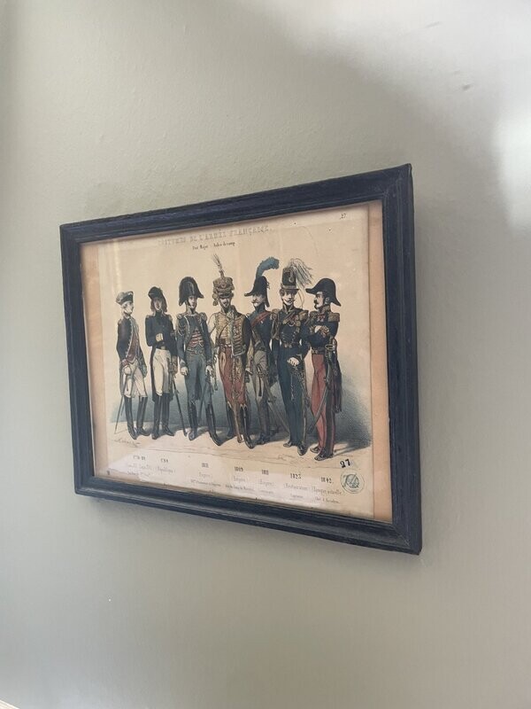 Gravure "Costumes de l'armée francaise" - 36,5 x 28 cm