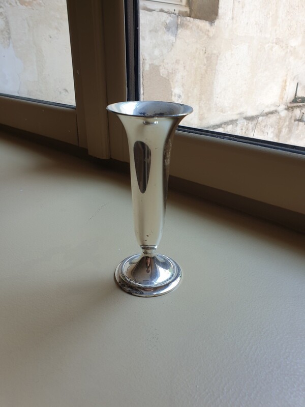 Bougeoir en métal argenté - 14 cm