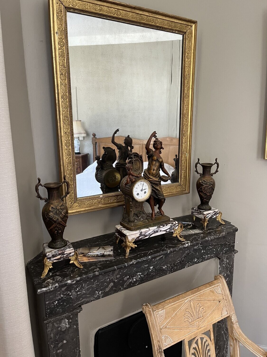 Garniture de cheminée en marbre - H 52 cm