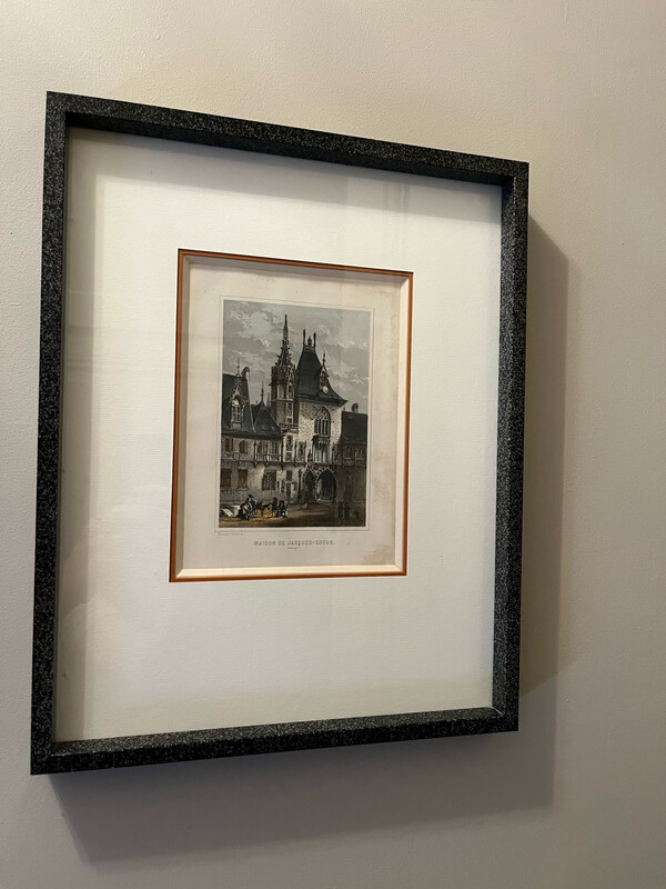 Gravure représentant la "Maison Jacques Cœur" à Bourges - 33,5 x 42 cm