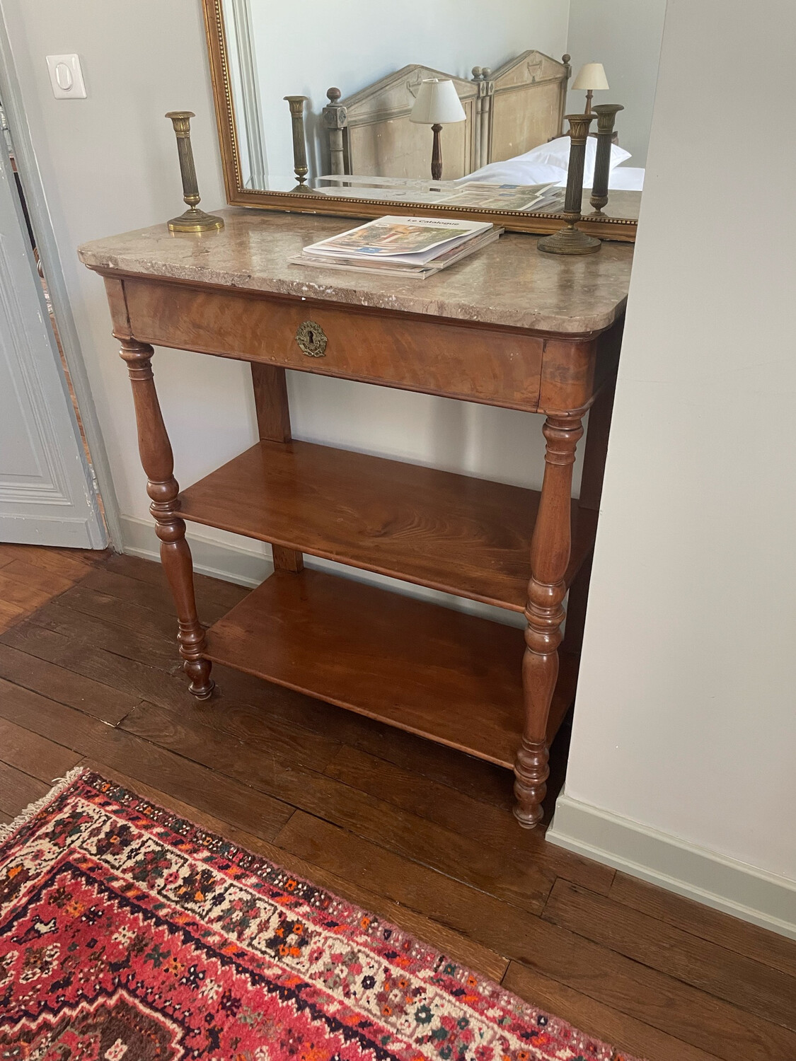 Console  dessus marbre - 98 x L 90 x P 44 cm