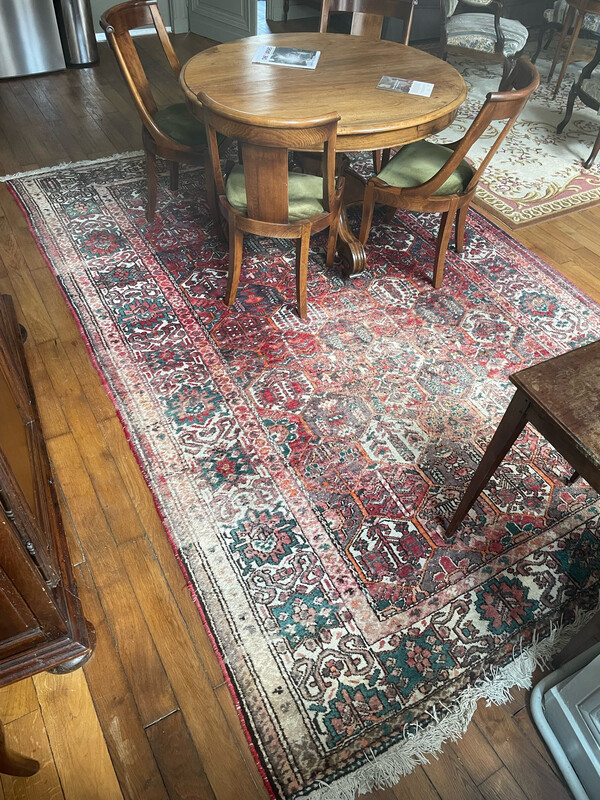 Grand tapis en laine, fond rouge - 310 x 210
