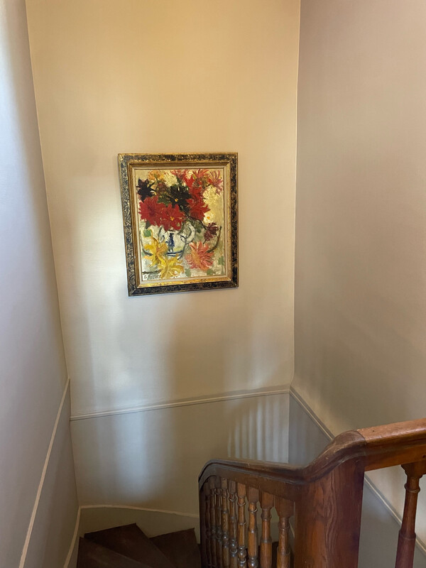 Huile de G.ROCHER représentant des fleurs - 102 x 85 cm