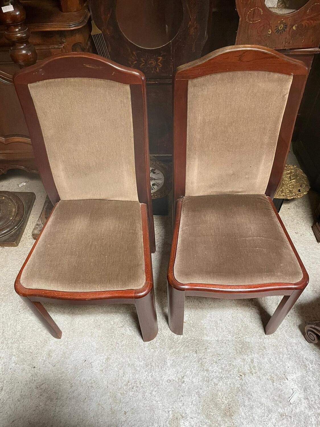Paire de chaises années 1940 en acajou et velours gris clair