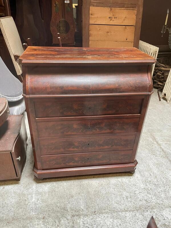 Commode de toilette en placage d'acajou ouvrant à 4 tiroirs h-103, L-93 p-50