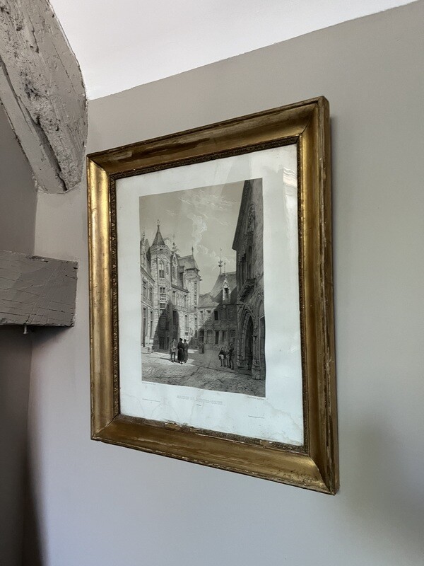 Gravure représentant "Maison Jacques Cœur à Bourges" - 51 x 60 cm