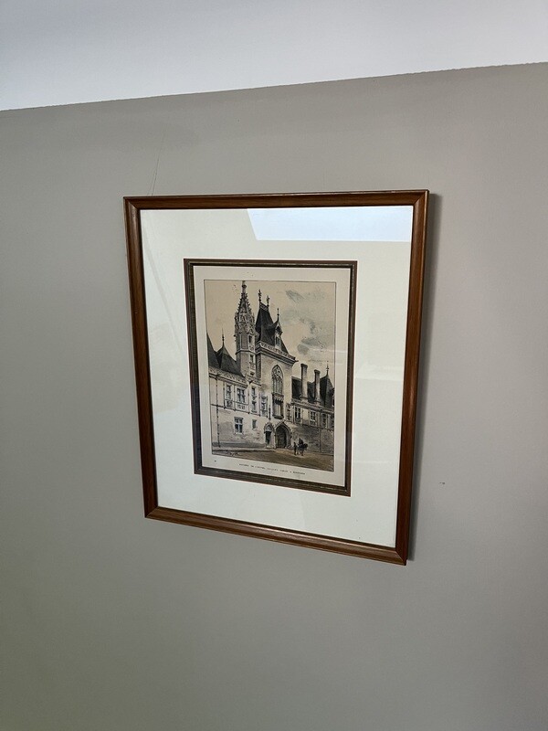 Gravure représentant "l'Hôtel Jacques Cœur à Bourges" - 36 x 43 cm