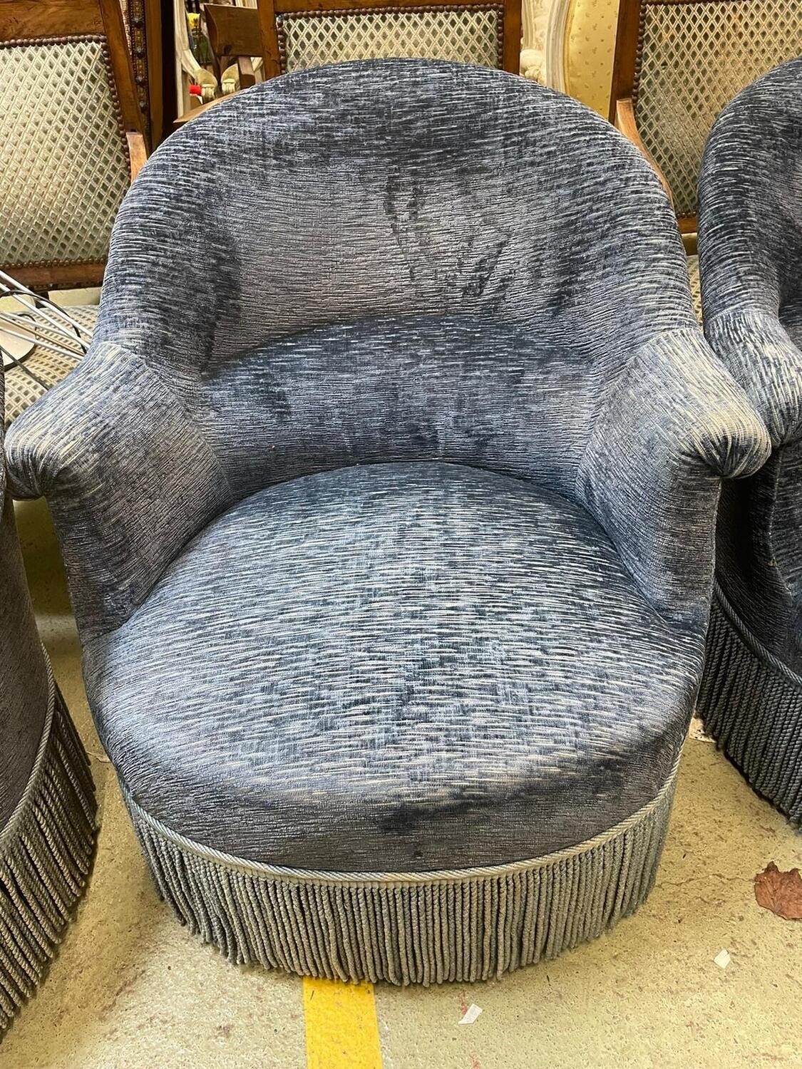 Ensemble de trois fauteuils bleu - H 78 x L78 x P56