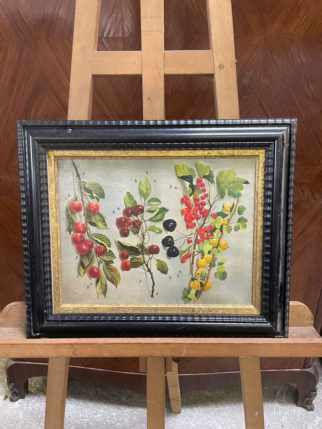 Huile sur bois représentant une nature morte - 39 x 46,5 cm