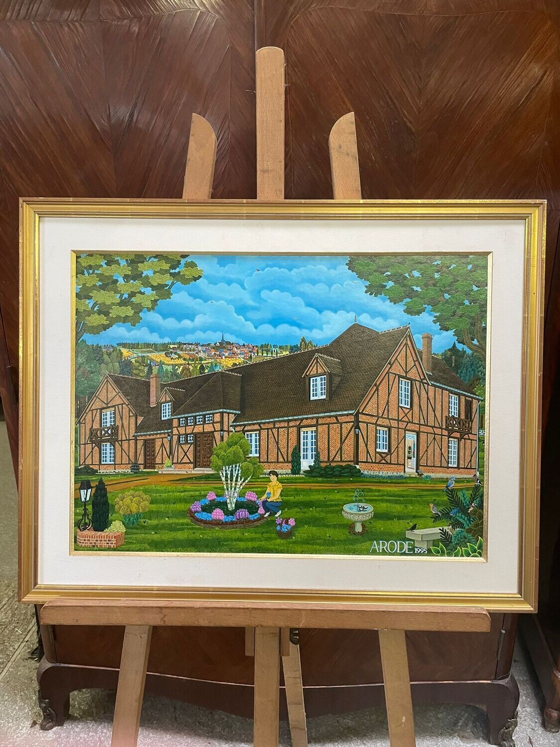 Paire d'imprimés représentant un village - ARODE 1995 - 56 x 72 cm