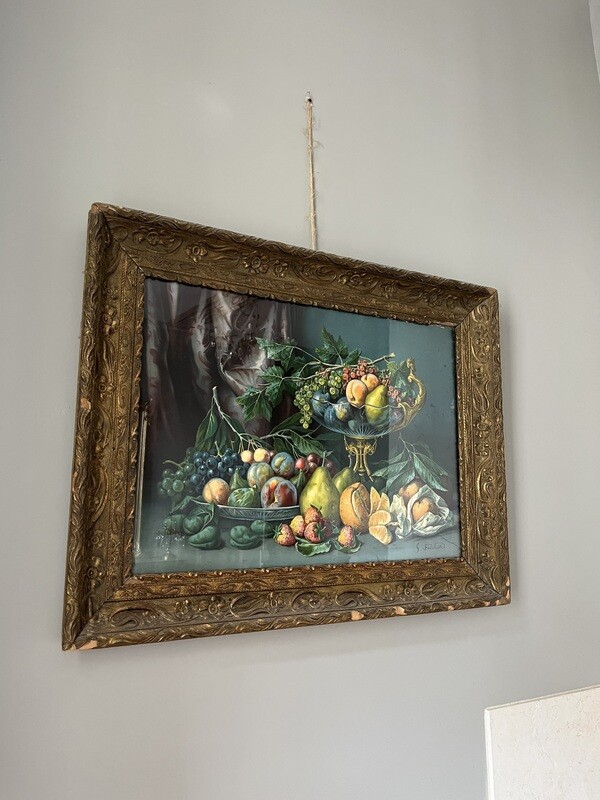 Gravure en couleur représentant une nature morte - 91 x 71 cm