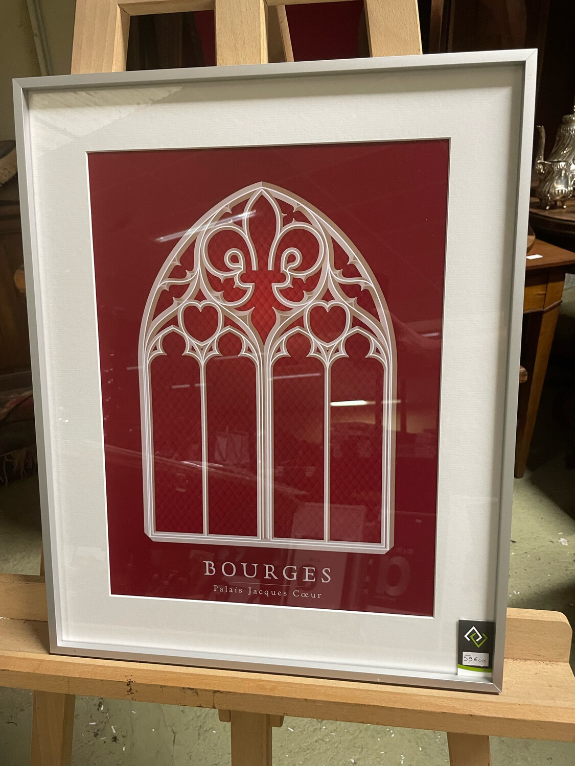 Encadrement d'une représentation de BOURGES "palais jacque cœur" - 40 x 50 cm